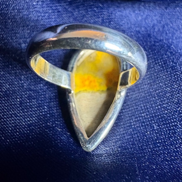 Ring*Bumble Bee Jasper Teardrop Stone, Sterling Silver, Sz 6 3/4 - Picture 4 of 4